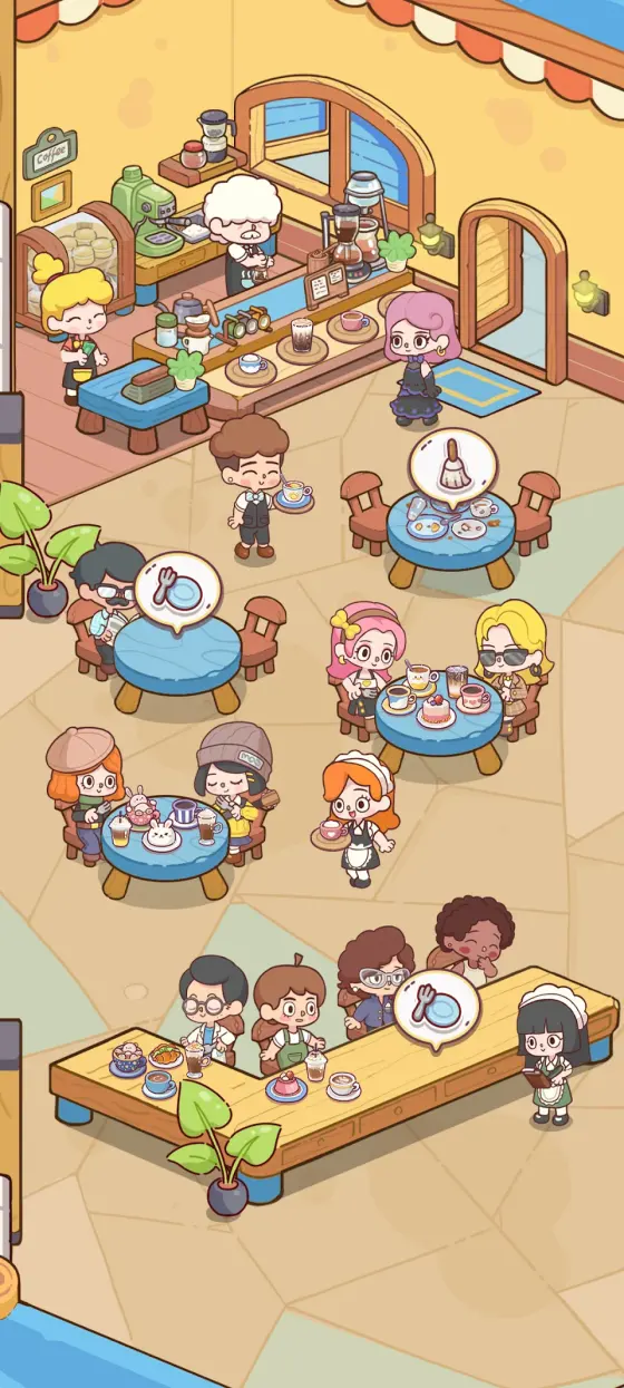 Happy Dessert Cafe counter service screen with a customer order ticket